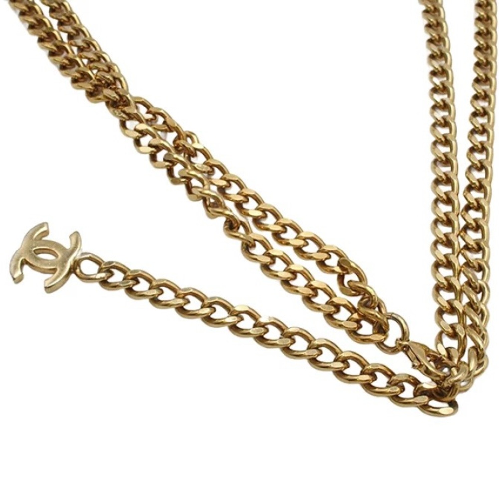 Authentic COCO CHANEL pink Rhinestone gold belt chain 75cm - Picture 9 of 15